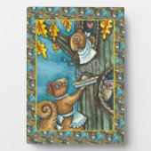 リス&フクロウ感謝祭、自家製のアコーンパイ フォトプラーク (正面)