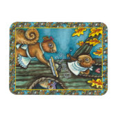 リス&フクロウ感謝祭、自家製のアコーンパイ マグネット (横)