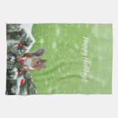 リス・ホリデー・クリスマス キッチンタオル (横)