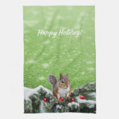 リス・ホリデー・クリスマス キッチンタオル (縦)