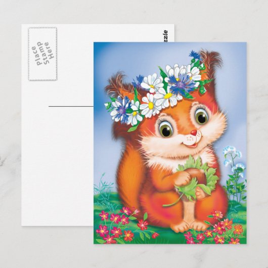 リス ポストカード (正面/裏面)