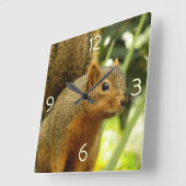 リス ポートレート 自然 動物 写真 スクエア壁時計 (傾斜)