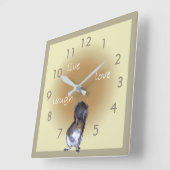 リス – ライブ – 愛 – 笑 スクエア壁時計 (傾斜)