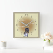 リス – ライブ – 愛 – 笑 スクエア壁時計 (ホーム)