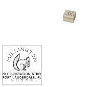 リス |ラウンド素朴ファミリ名差出人住所 ラバースタンプ (押印)