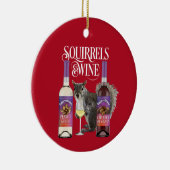 リス&ワイン – リスおもしろいレル愛好家とワインD セラミックオーナメント (右)