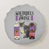 リス&ワイン – リスおもしろいレル愛好家とワインD ラウンドクッション (裏面)