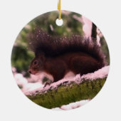 リス 冬の写真 円形のオーナメント セラミックオーナメント (裏面)