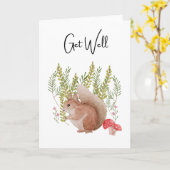 リス 回復祝い メッセージなしのグリーティングカード カード (黄色い花)