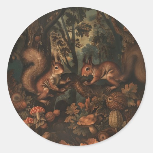 リス – 文房具用の丸いシール ラウンドシール (正面)