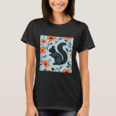 リス 春の花 アート Tシャツ (正面)