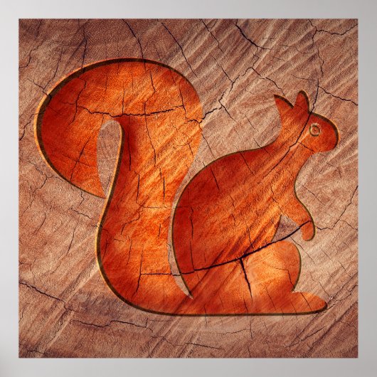 リス – 木材 ポスター (正面)