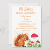 リス 水彩 赤ちゃん 女の子 男の子 キノコ 招待状 (正面)