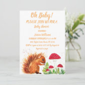 リス 水彩 赤ちゃん 女の子 男の子 キノコ 招待状 (スタンド正面)