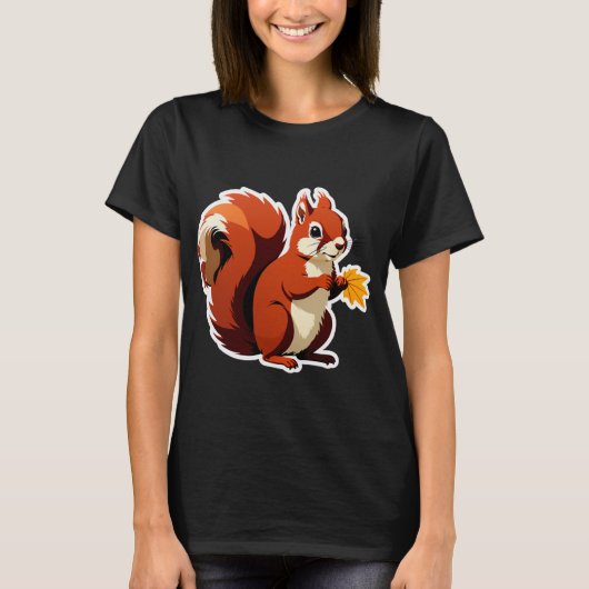 リス 秋の森 Tシャツ (正面)