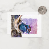 リス 紫の水彩画 バレンタインデー ノートカード (正面/裏面インサイチュ)