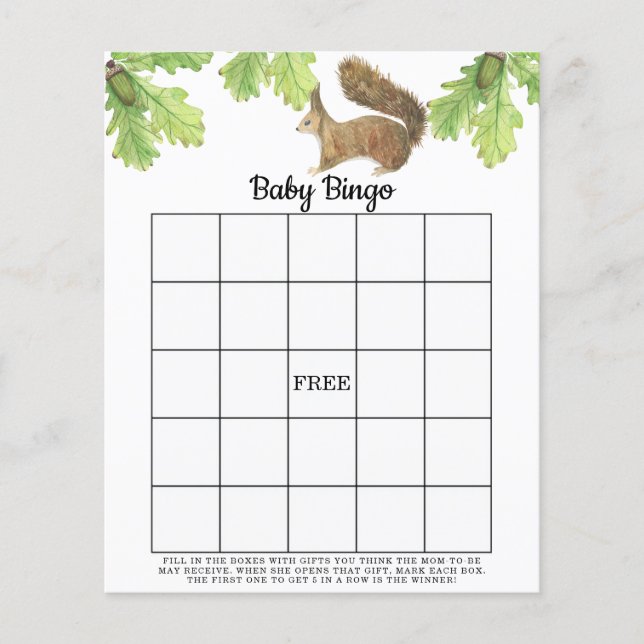 リス – 赤ちゃんシャワービンゴゲーム (正面)