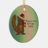 リス 赤ちゃん 初めてのクリスマス セラミックオーナメント (右)