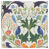 リス 鳥 & 蝶々の模様 ファブリック (クローズアップ)