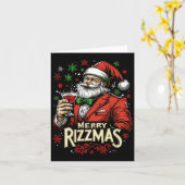 リズおもしろいマメリーサンタ・クリスマス カード (黄色い花)