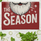 リズザシーズンサンタクロースリッツマスおもしろいクリスマス キッチンタオル (折り畳み)