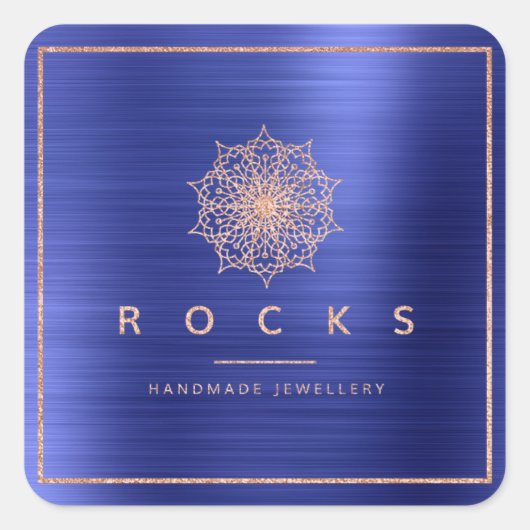 リズマンダラピンクローズコバルトブルーメタリック スクエアシール (正面)