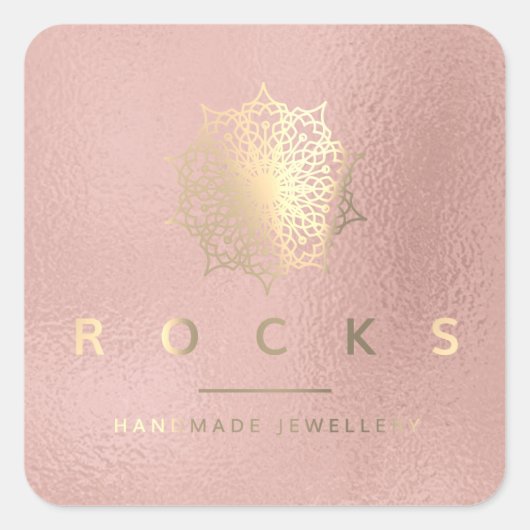 リズマンダラピンクローズメタリックホワイト2 スクエアシール (正面)