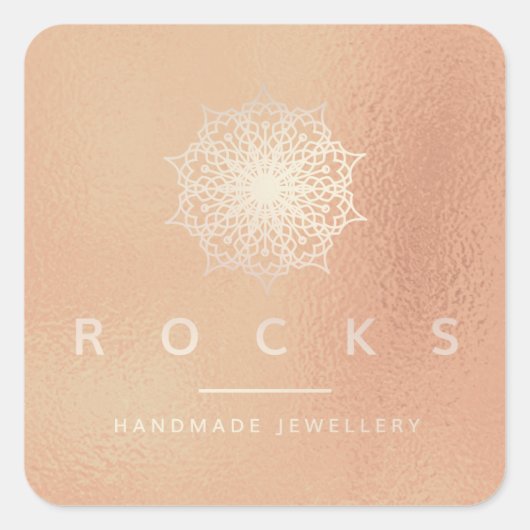 リズマンダラピンクローズメタリック金ゴールドホワイト3 スクエアシール (正面)