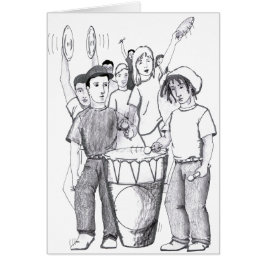 リズムのドラム踊りの人々