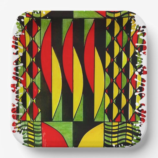 リズムの入った色のスプラッシュ ペーパープレート (正面)