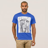 リズムドラム踊りピープルグレースケールイラストレーション Tシャツ (正面フル)