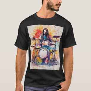リズム・イン・モーション：ドラマー演奏ポスターラベル Tシャツ