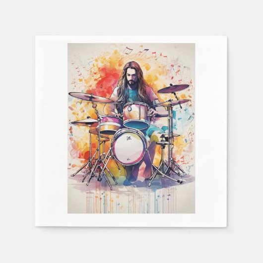 リズム・イン・モーション:ドラマー演奏ポステ スタンダードカクテルナプキン (正面)