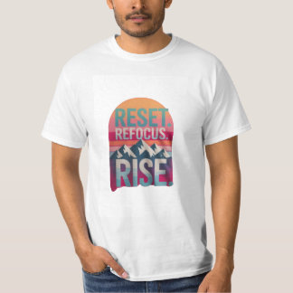 "リセット、再集中、再起" 引用 男性用Tシャツ Tシャツ
