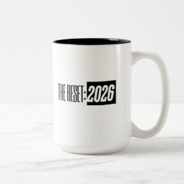 リセット 2026 — モダン ミニマリスト タイポグラフィ ツートーンマグカップ