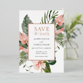 リゾートウエディングのSave the Date 箔招待状 (立ち正面)