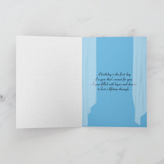 リゾートプールサイドウィンドウ誕生日カード カード (内部)