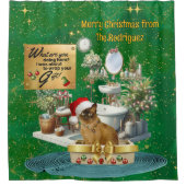 リタおもしろいーボックスのクリスマス猫 シャワーカーテン (正面)