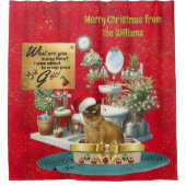 リタおもしろいーボックスのクリスマス猫 シャワーカーテン (正面)