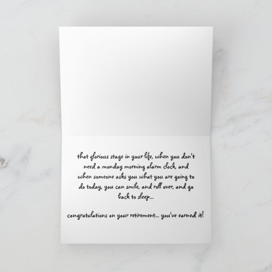 リタイアおもしろいメントカード、スリーピングタイガー カード (内部)