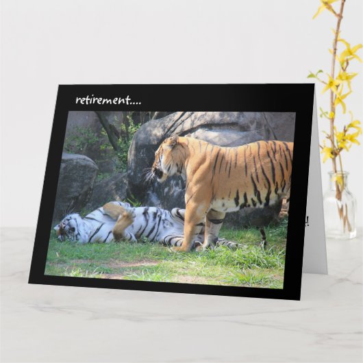 リタイアおもしろいメントカード、スリーピングタイガー カード (黄色い花)