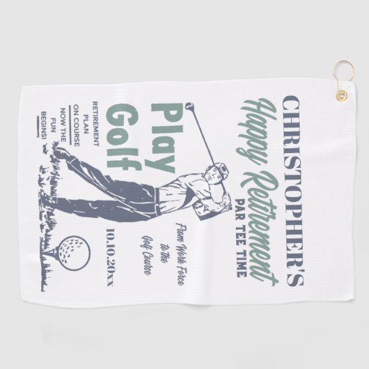 リタイアおもしろいルゴルファーテーマレトロゴルフ ゴルフタオル (横)