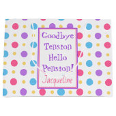 リタイアおもしろいルハローペンション引用文カラフルラーグ ラージペーパーバッグ (正面)