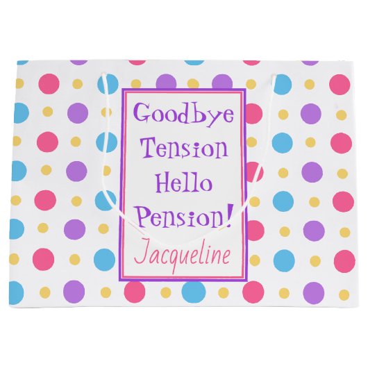 リタイアおもしろいルハローペンション引用文カラフルラーグ ラージペーパーバッグ