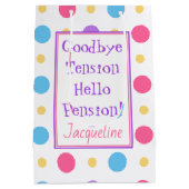 リタイアおもしろいルハローペンション引用文カラフル ミディアムペーパーバッグ (裏面)