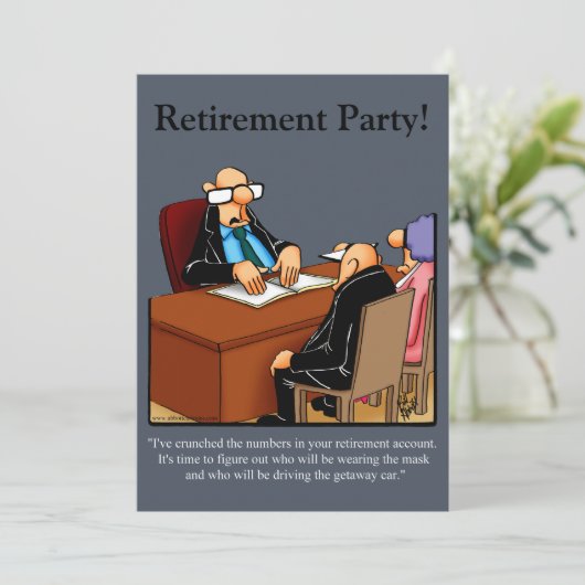 リタイアおもしろいルユーモアパーティの招待状 招待状 (スタンド正面)