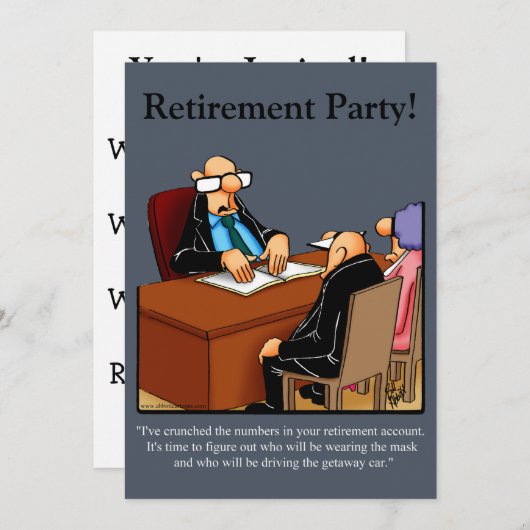 リタイアおもしろいルユーモアパーティの招待状 招待状 (正面/裏面)