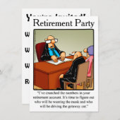 リタイアおもしろいルユーモアパーティの招待状 招待状 (正面/裏面)