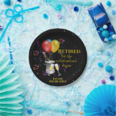 リタイアお祝いきらめくワインブラック ペーパープレート (パーティー)