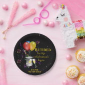 リタイアお祝いきらめくワインブラック ペーパープレート (パーティー)